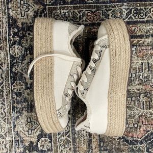 Schultz Espadrille Snakeskin Tennis Shoes, platform lace up size 7.5